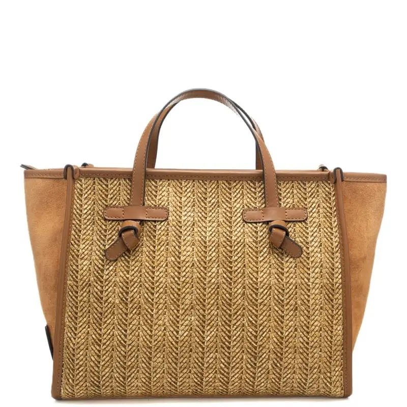 borsa a spalla da donna miss marcella in tessuto intrecciato con profili a contrasto cookie