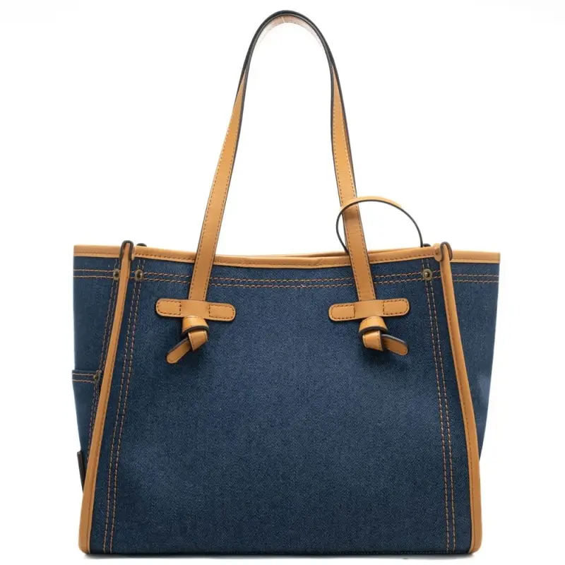 borsa a spalla marcella con doppio manico blu