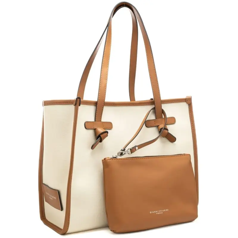 borsa a spalla marcella con doppio manico panna corda miniatura 2