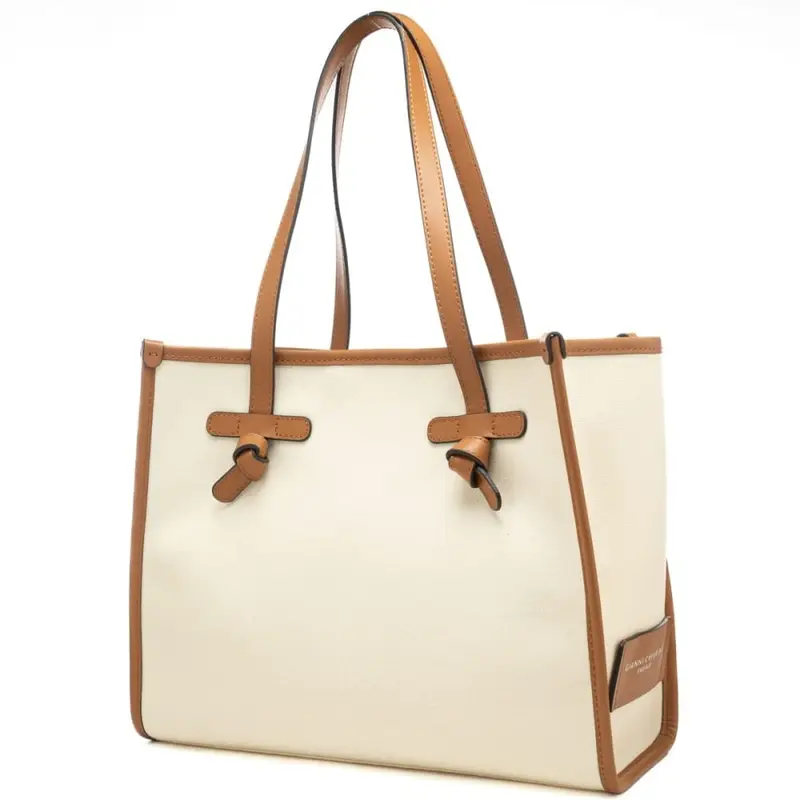 borsa a spalla marcella con doppio manico panna corda miniatura 3