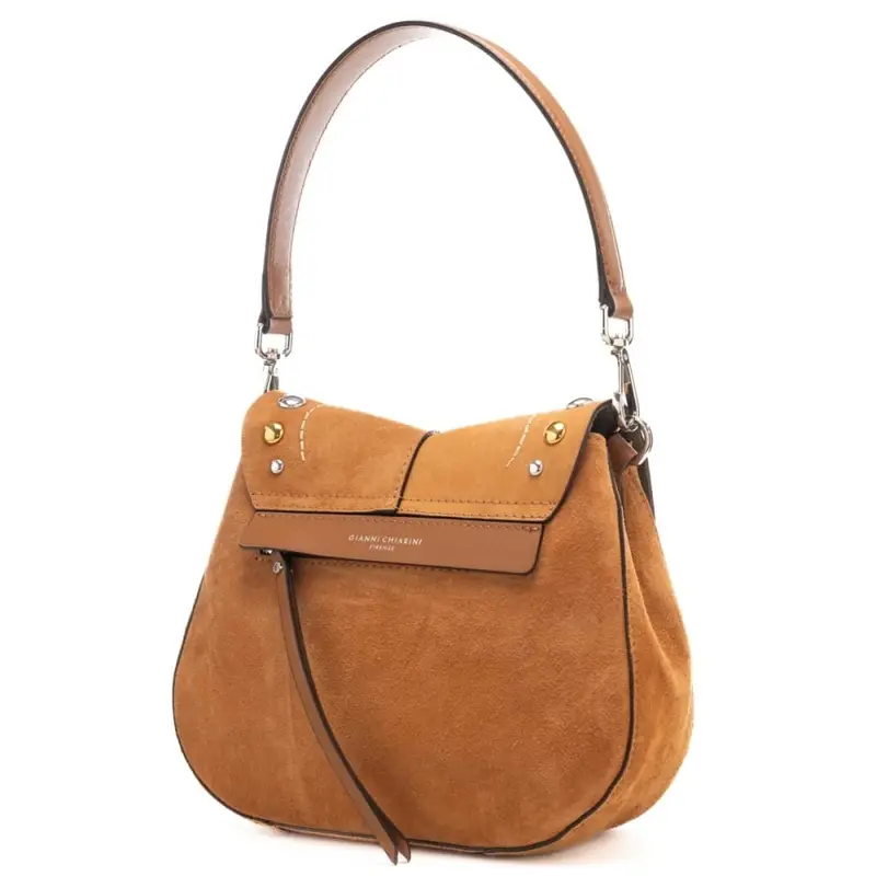 borsa da donna helena in vera pelle scamosciata con borchie in metallo sulla parte frontale caramello miniatura 3