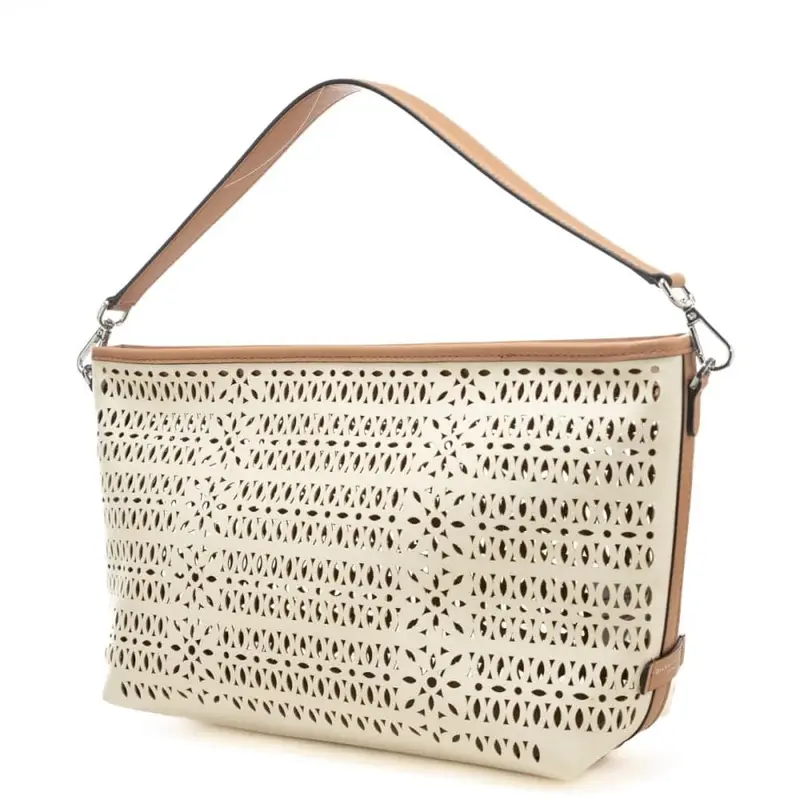 borsa da donna mashup in canvas laserato panna corda miniatura 3