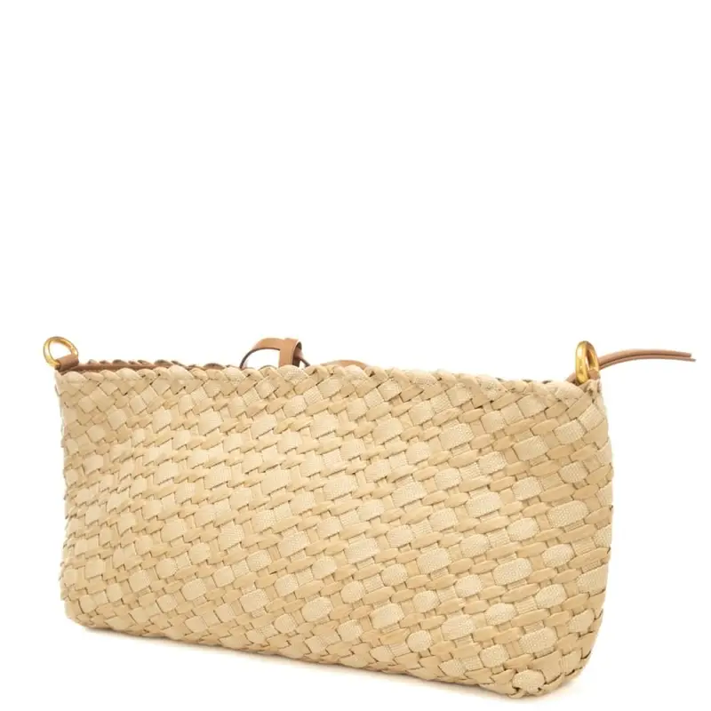 borsa da donna mercy in tessuto intrecciato con sacca interna con coulisse naturale miniatura 3