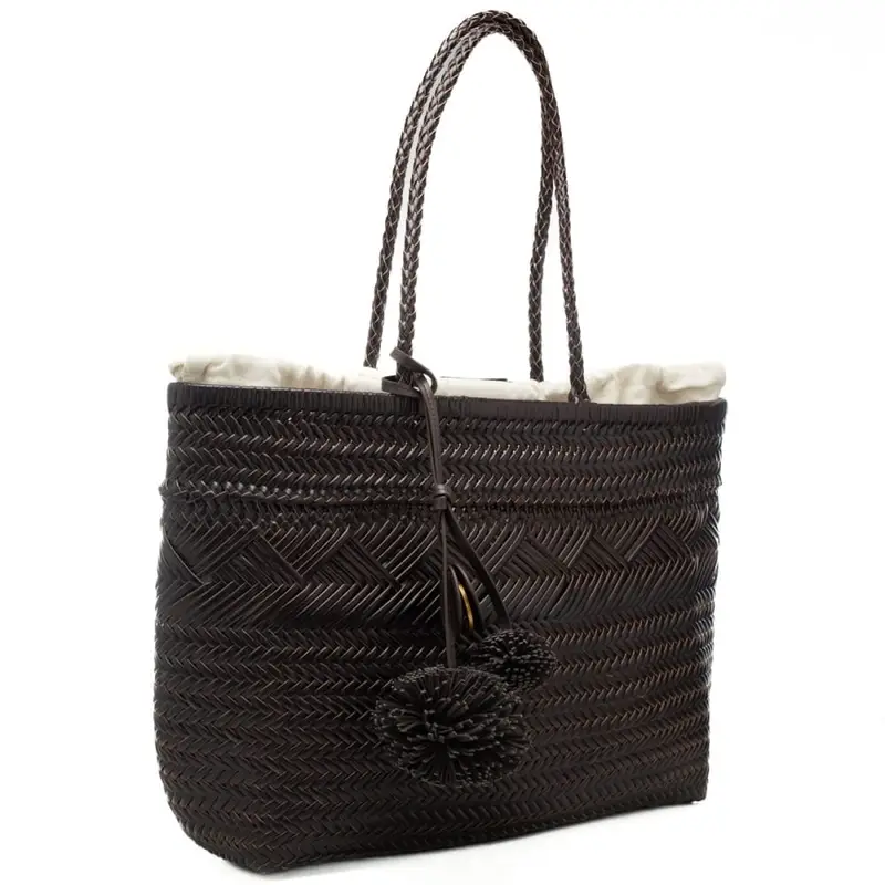 borsa da donna paloma in pelle e tessuto intrecciato cioccolato miniatura 2