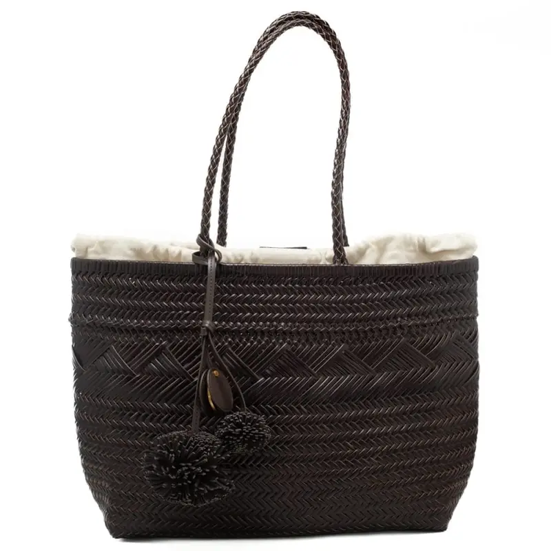 borsa da donna paloma in pelle e tessuto intrecciato cioccolato