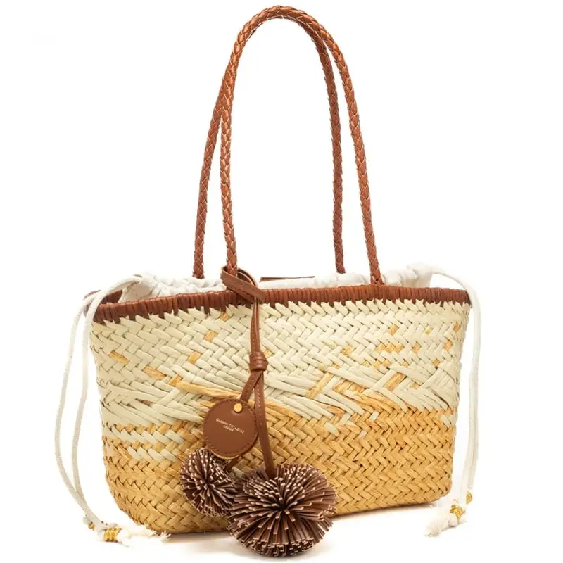 borsa da donna paloma in pelle e tessuto intrecciato naturale miniatura 2