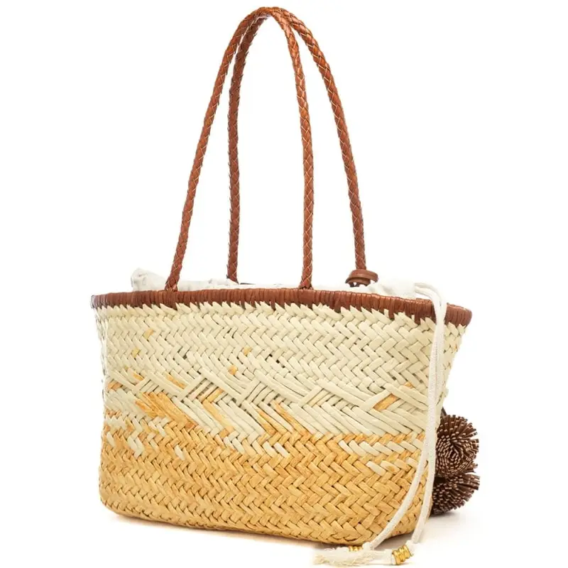 borsa da donna paloma in pelle e tessuto intrecciato naturale miniatura 3