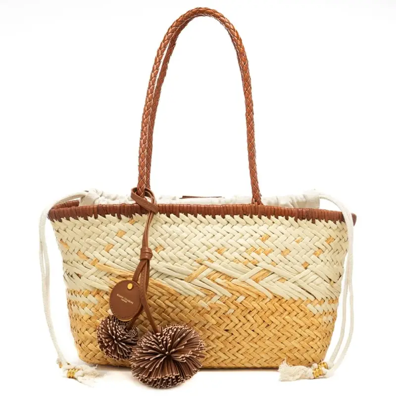 borsa da donna paloma in pelle e tessuto intrecciato naturale