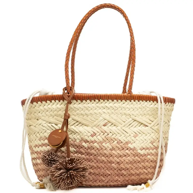 borsa da donna paloma in pelle e tessuto intrecciato neutro