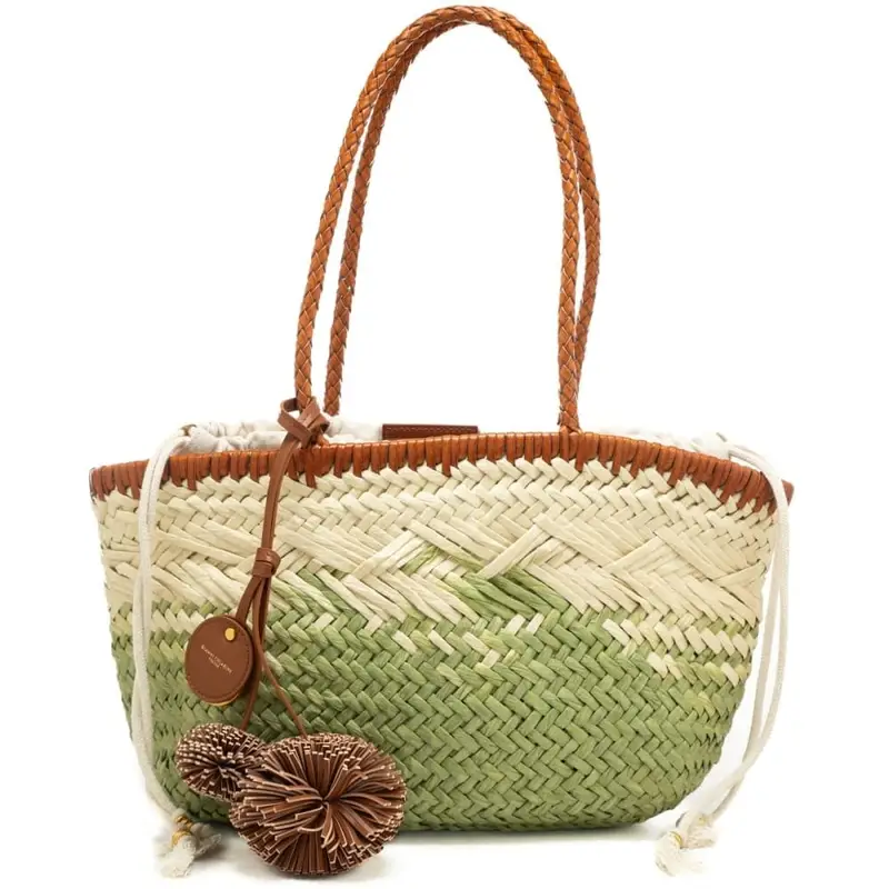 borsa da donna paloma in pelle e tessuto intrecciato verde chiaro