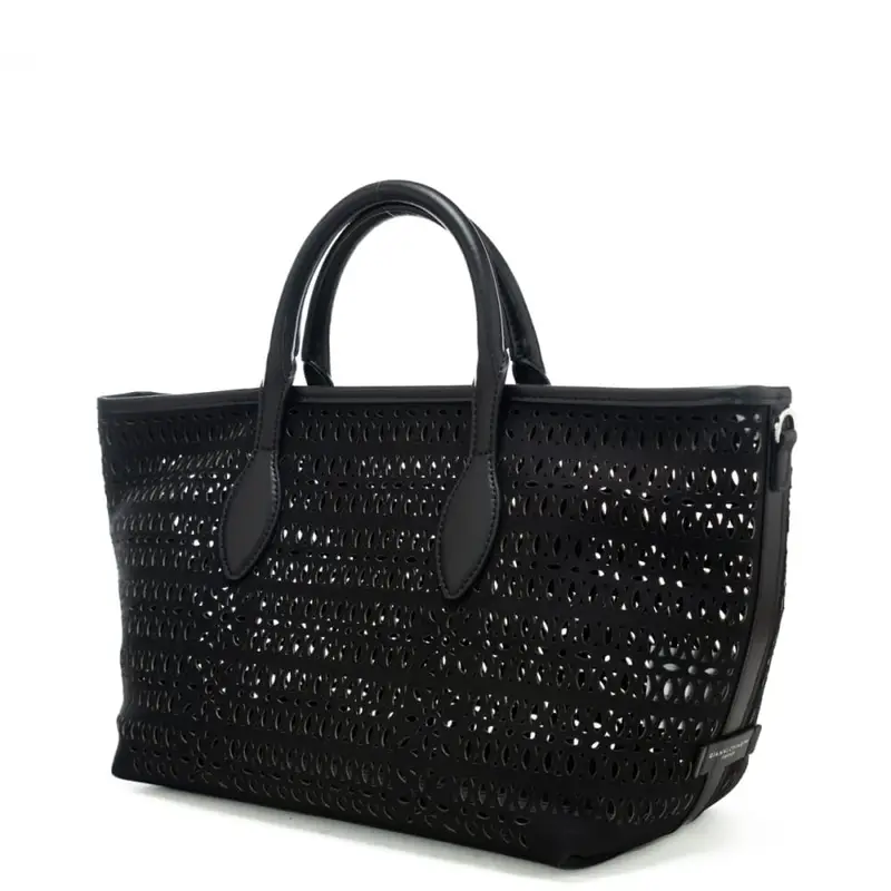 borsa grande da donna mashup in canvas laserato nera miniatura 2