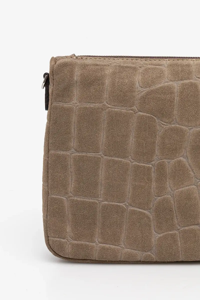 borsa in pelle scamosciata NORA POUCH colore marrone BS 10225 CM-PL Verde miniatura 4