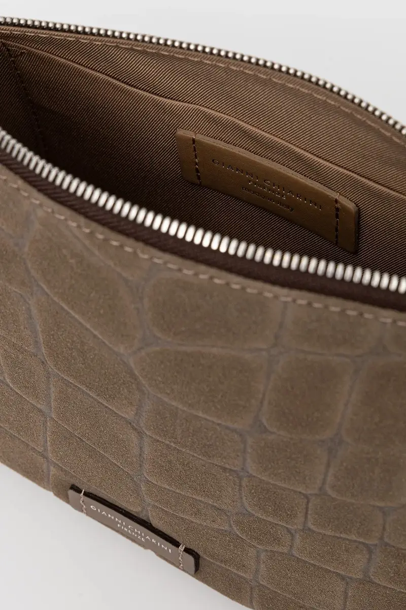 borsa in pelle scamosciata NORA POUCH colore marrone BS 10225 CM-PL Verde miniatura 5