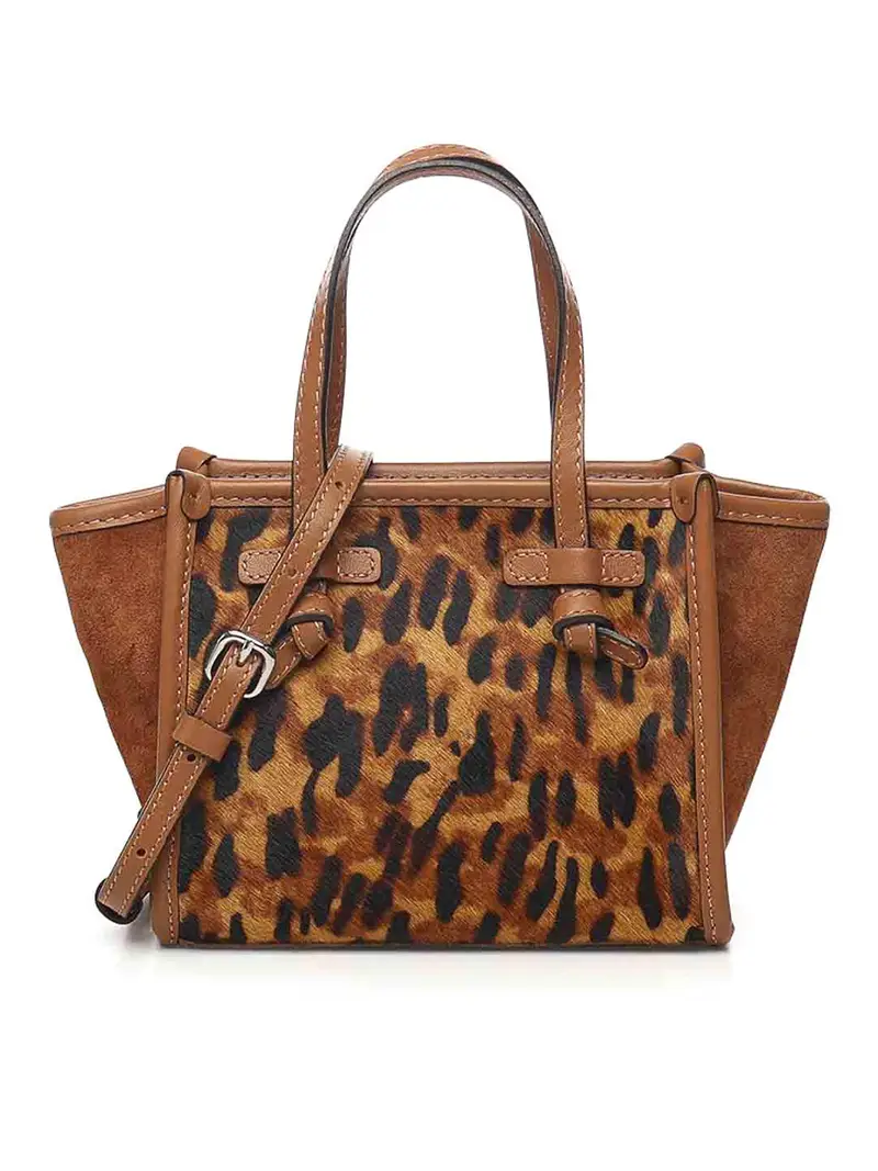 Borsa Mini Miss Marcella In Pelle Stampata Beige