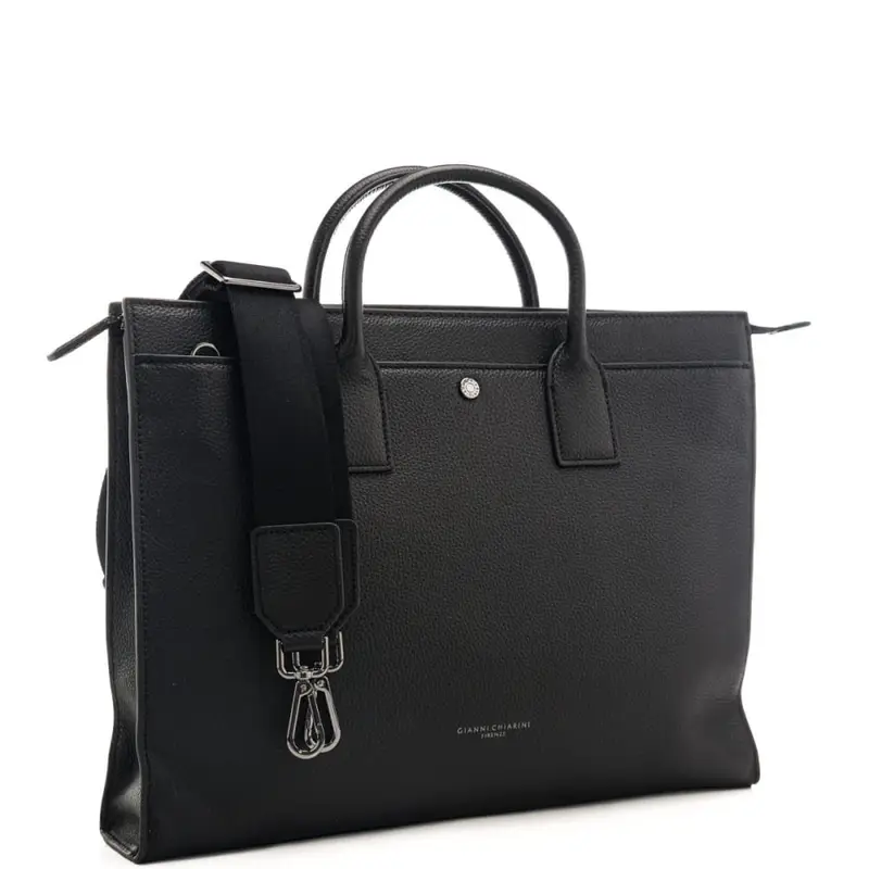 Gianni Chiarini cartella da uomo in vera pelle martellata nera miniatura 2