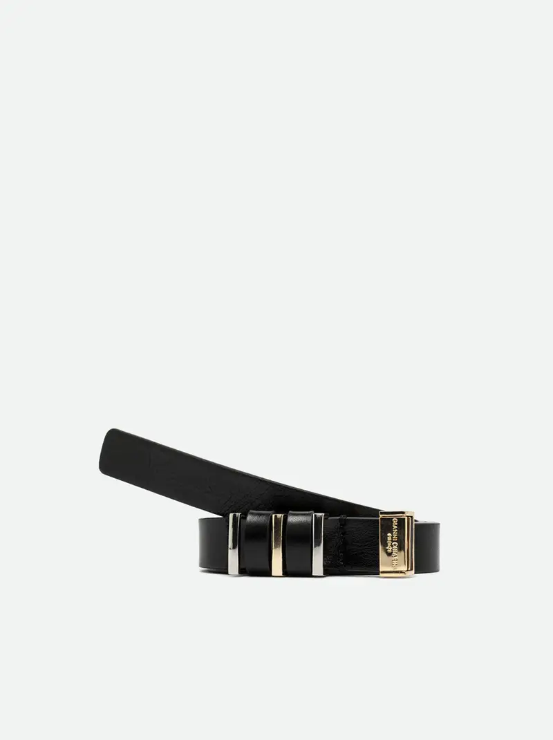 CINTURA IN PELLE 2 CM NERO