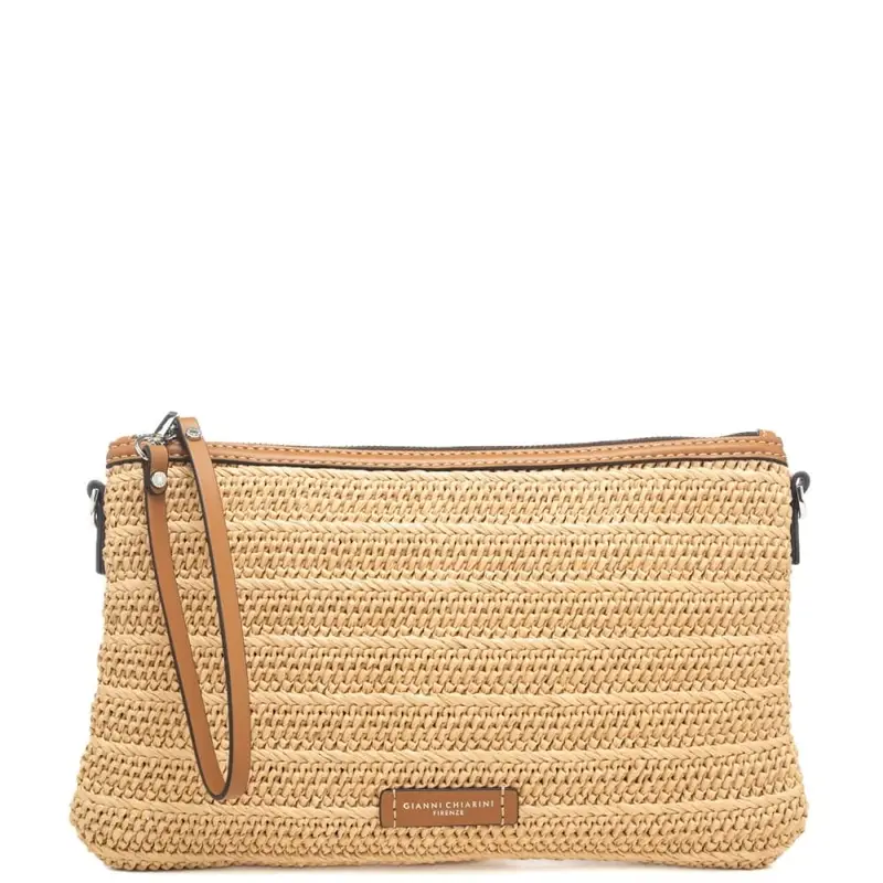 pochette da donna marcella clutch in tessuto intrecciato naturale