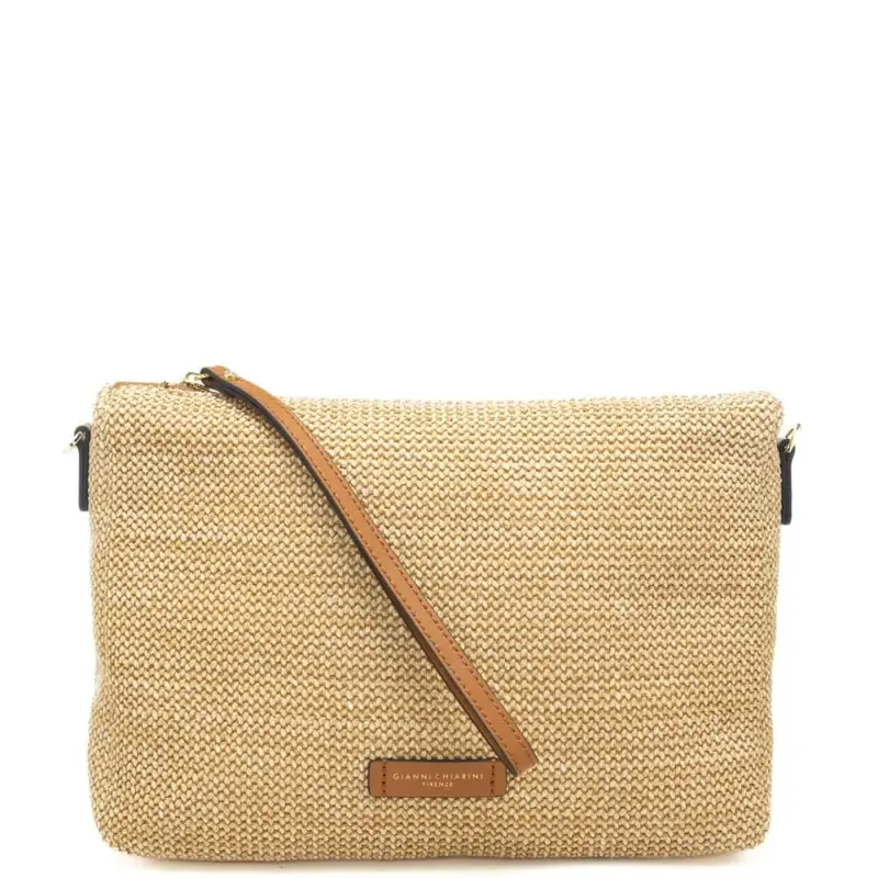 pochette da donna nora in tessuto intrecciato naturale cuoio