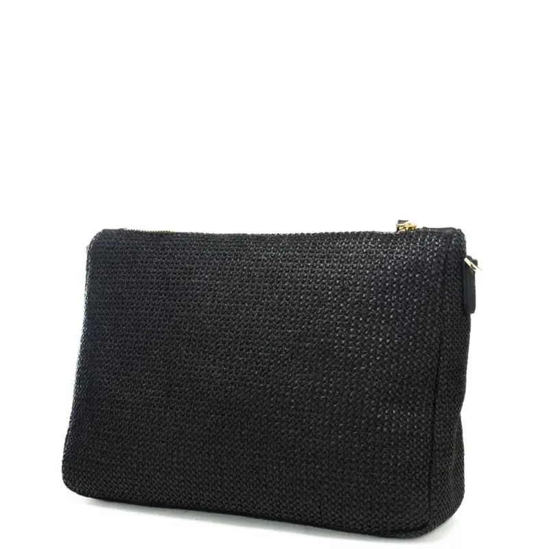 pochette da donna nora in tessuto intrecciato nero miniatura 3