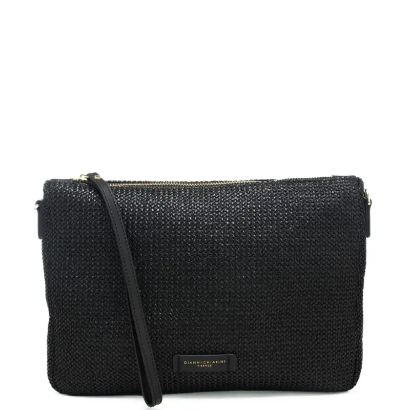 pochette da donna nora in tessuto intrecciato nero