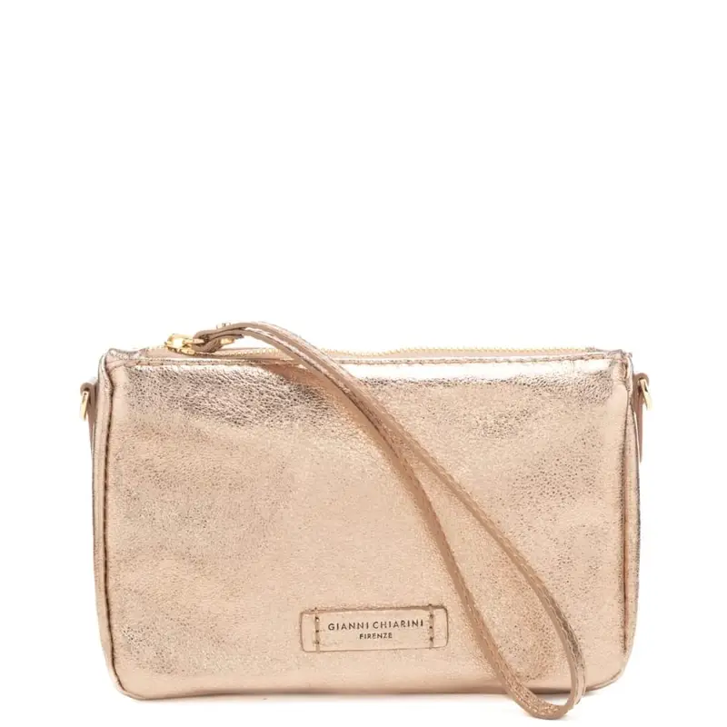 pochette da donna nora in vera pelle laminata platino