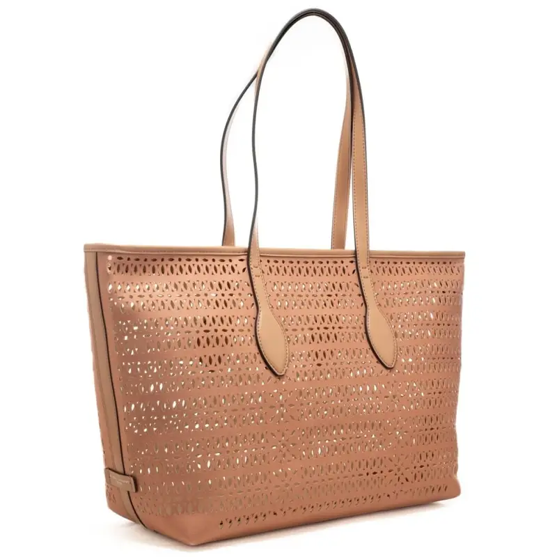 shopping bag da donna mashup in canvas laserato rosa antico miniatura 2