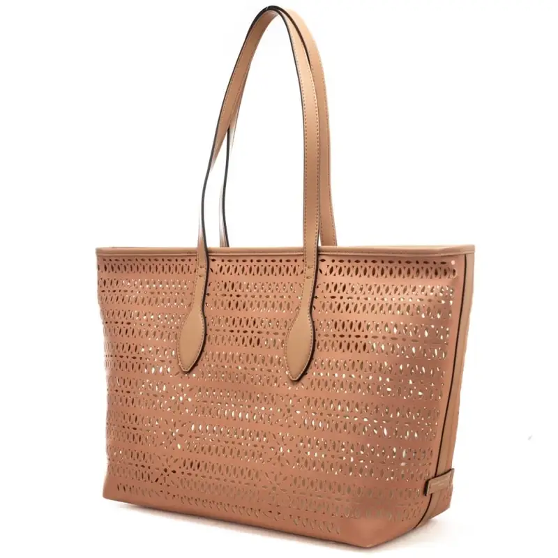 shopping bag da donna mashup in canvas laserato rosa antico miniatura 3