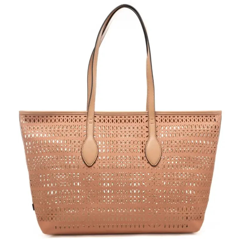 shopping bag da donna mashup in canvas laserato rosa antico