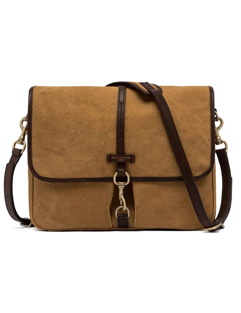 Gianni Chiarini Tote bag uomo in canvas washed cammello e pelle Uomo BSU11625 DS 22607 COMM TD-SPORTY