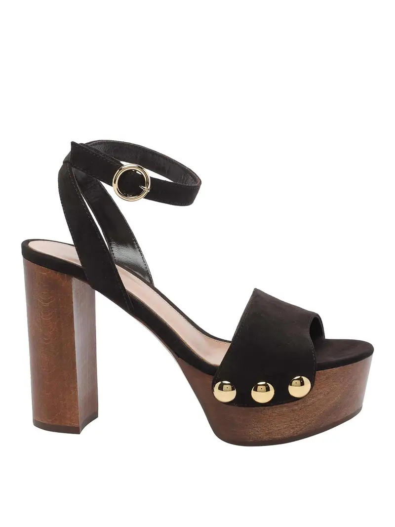 Sandali con pompa neri Marrone