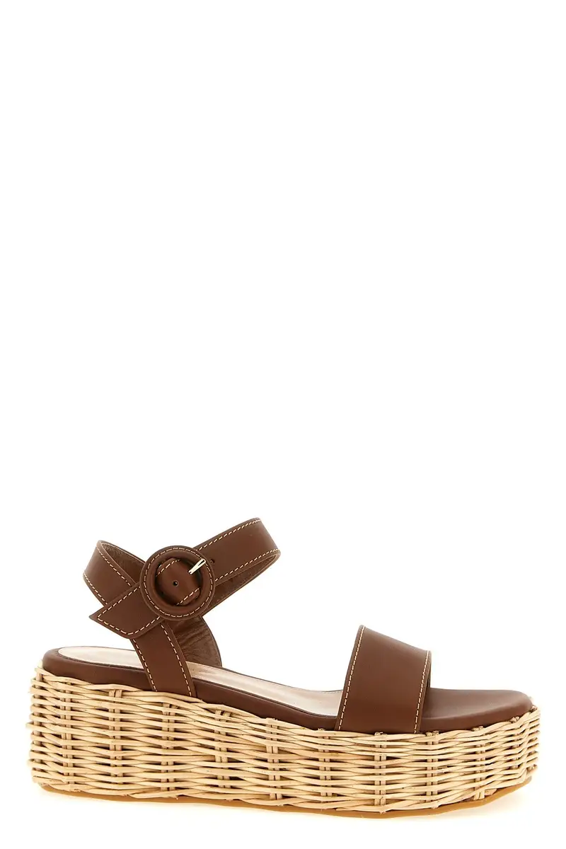 Gianvito Rossi Sandali Cestino Marrone in Pelle