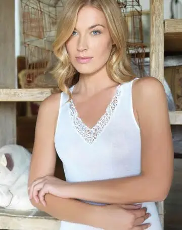 Canotta donna spalla larga spalla larga filo di scozia Gicipi 246