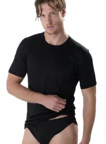 Maglia intima uomo girocollo filo di scozia Gicipi 261 Nero tg 3-7