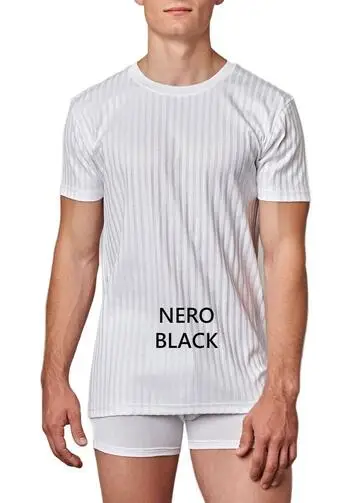 Maglia intima uomo girocollo filo di scozia scarto ago Gicipi 281 Nero Tg 8