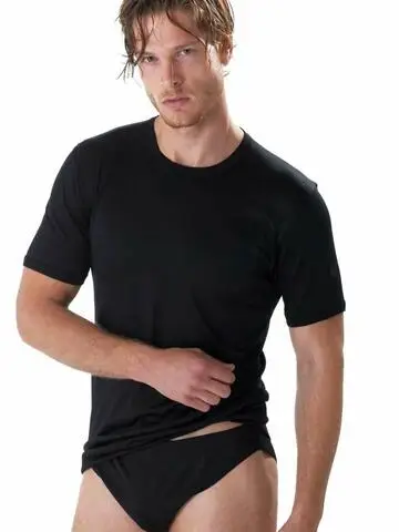 Maglia uomo girocollo filo di Scozia Gicipi 261 Tg 8 NERO