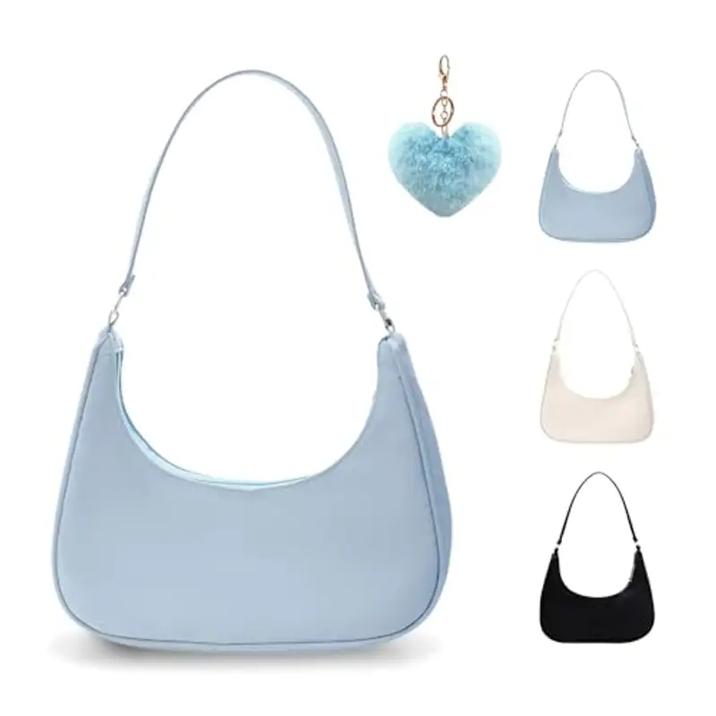 GIDWRIY Borsa Tracolla Donna Y2k, Borsetta Ascellare Blu, Borse a Spalla Nylon, Borsetta Vintage Anni '90, Borsette