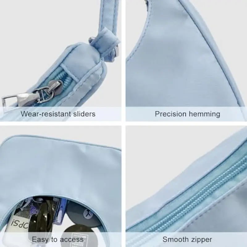 GIDWRIY Borsa Tracolla Donna Y2k, Borsetta Ascellare Blu, Borse a Spalla Nylon, Borsetta Vintage Anni '90, Borsette miniatura 3