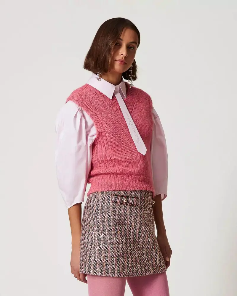 Twinset Gilet Rosa 928895 miniatura 3