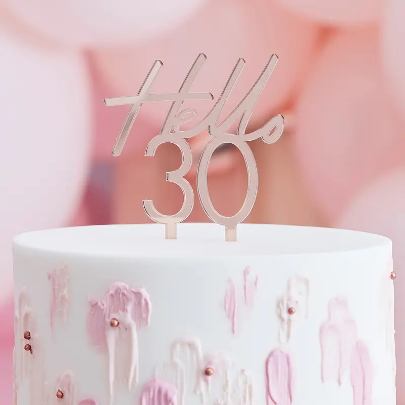 'Hello 30' Cake Topper Rosa