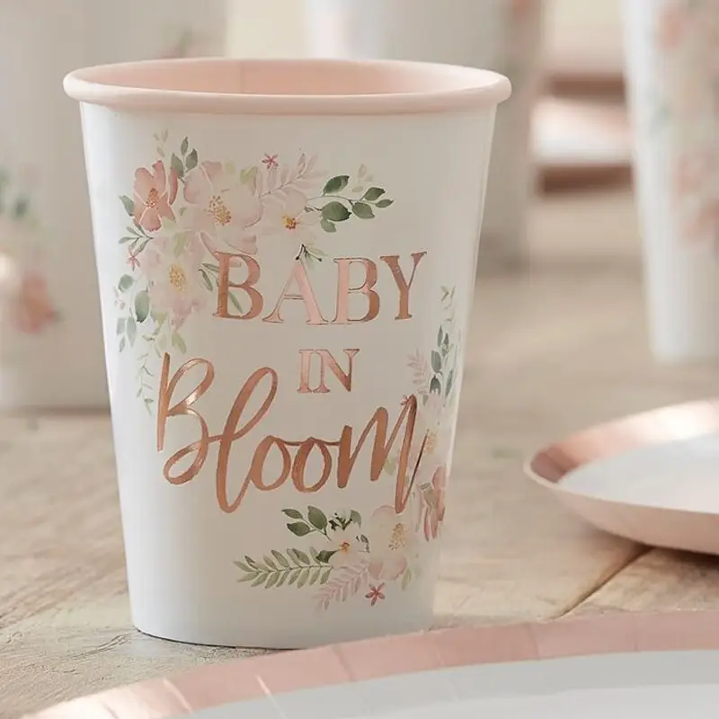 Ginger Ray BL-116 Floral - Bicchieri Baby Shower
