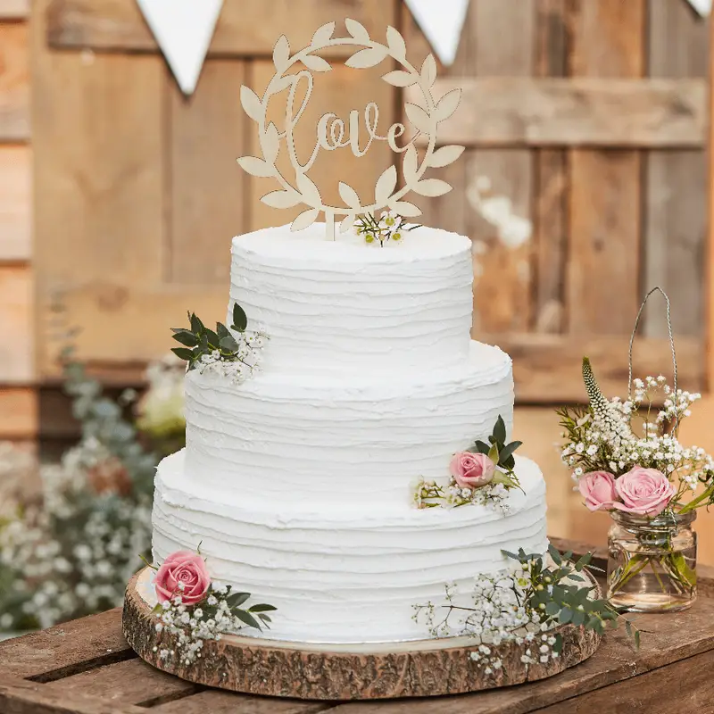 CW-234 Rustic Country Topper per Torta Nuziale Legno Love