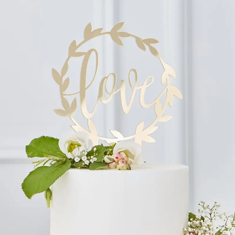 Ginger Ray GO-104 Gold Wedding Cake Topper Love