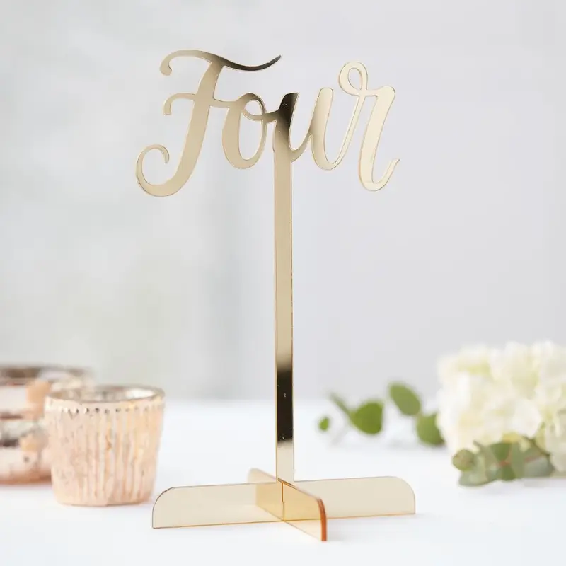 Ginger Ray GO-116 Gold Wedding Acrylic Table Numbers