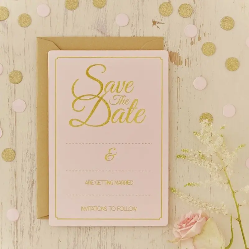 Ginger Ray Gold Foiled Save The Date Cards - Pastel Perfection