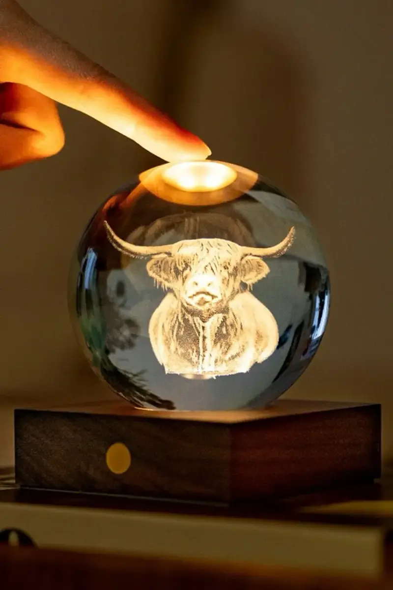 lampada decorativa a led senza fili Amber Crystal Light 9, 5 x 8 x 8 cm Marrone miniatura 2