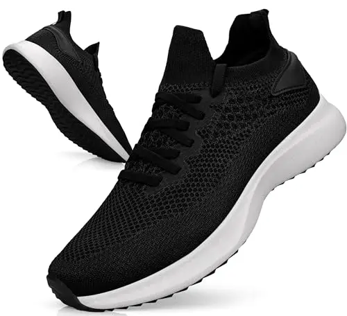 Giniros Scarpe Sportive Uomo Running Corsa Ginnastica Camminata Traspiranti Mesh Comode Outdoor Fitness Jogging Nero e