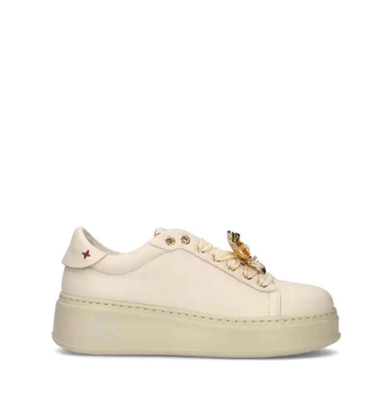 Sneaker donna beige in pelle Vario