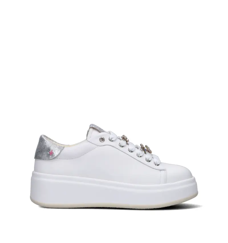 Sneaker donna bianca/argento in pelle Vario