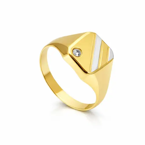 Gioielleria Lucchese Oro Anello Uomo Oro Giallo con Zircone