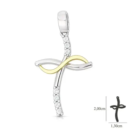 Ciondolo Croce Donna Oro Bianco Giallo GL102412 miniatura 2